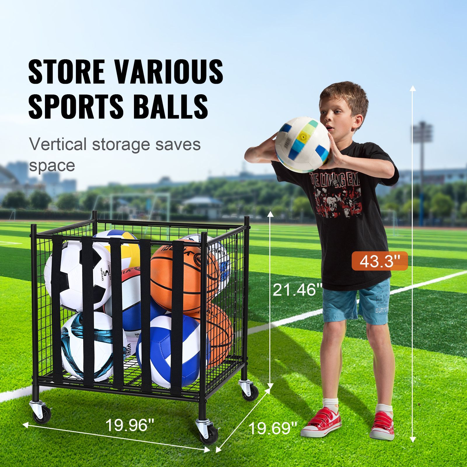 Rolling Sports Ball Storage Ca - Sports Equipment Rack ulasan dan harga
