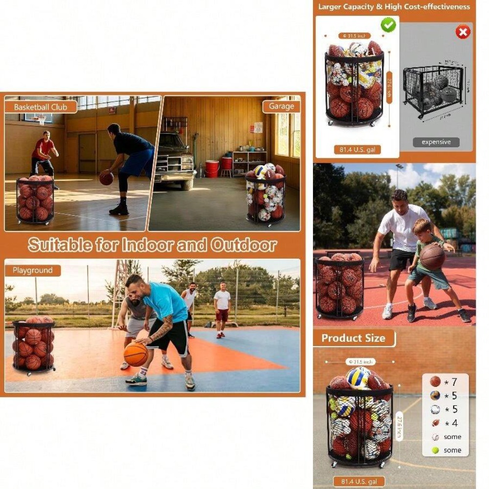 Heavy Duty Ball Storage Bin Ca - Sports Equipment Rack ulasan dan harga